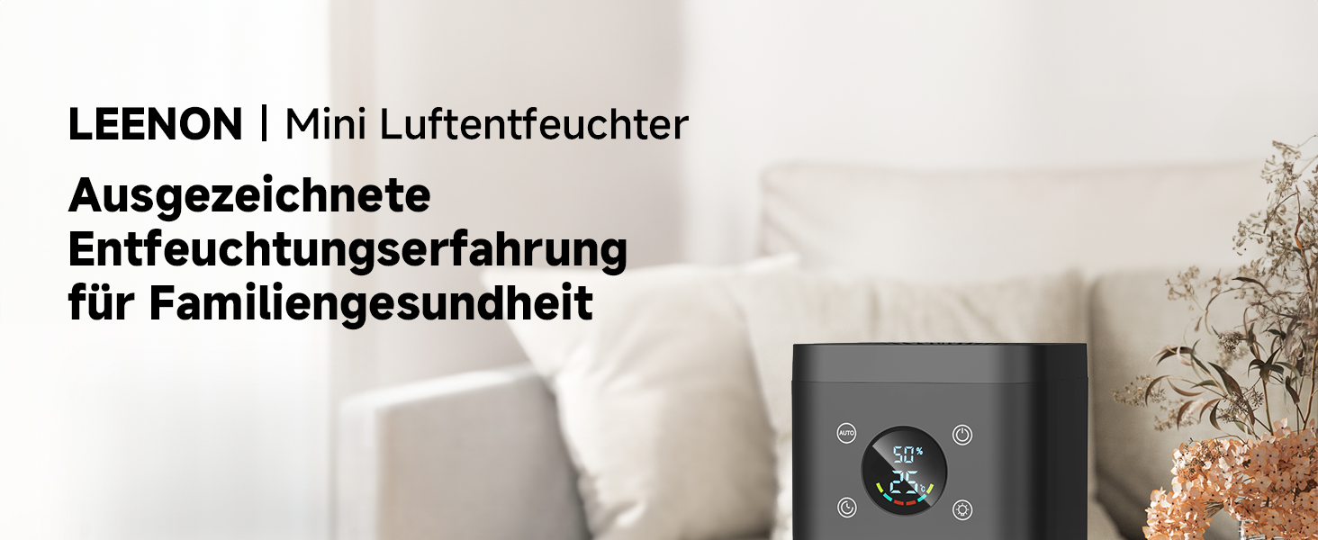 Електричний осушувач повітря 1800 мл - тихий осушувач для дому з функцією відтавання, очищення повітря та захистом від вологи. Ідеально для спальні та ванної кімнати (білий/чорний)