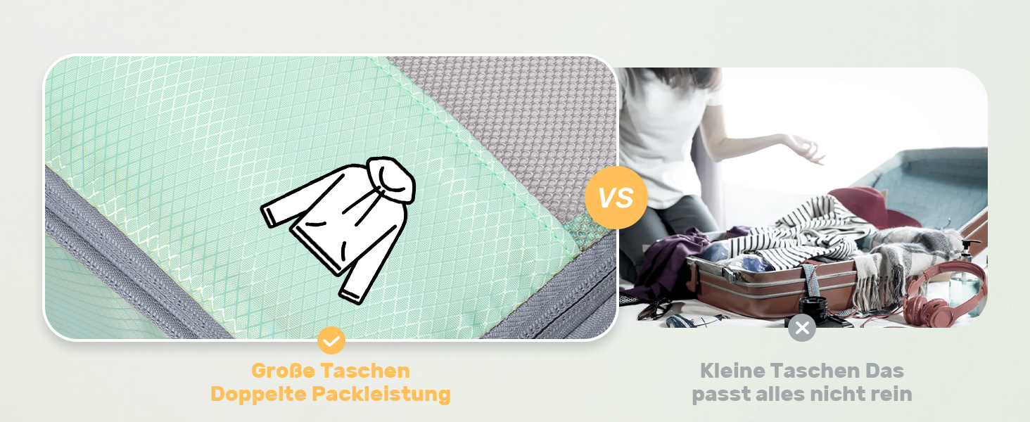 Набір компресійних органайзерів для подорожей Packing Cubes, 8 шт, для валізи та рюкзака, м'ятно-зелений