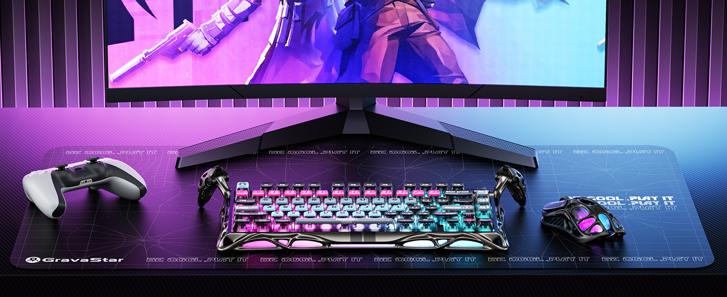 GravaStar Mercury M2 Бездротова Ігрова Миша з 26000 DPI, Сенсор PAW3395, 79г, 5 RGB-режимів, 5 програмованих кнопок, Tri-Mode (2.4GHz/Bluetooth/Кабель), для PC/Mac – Чорний