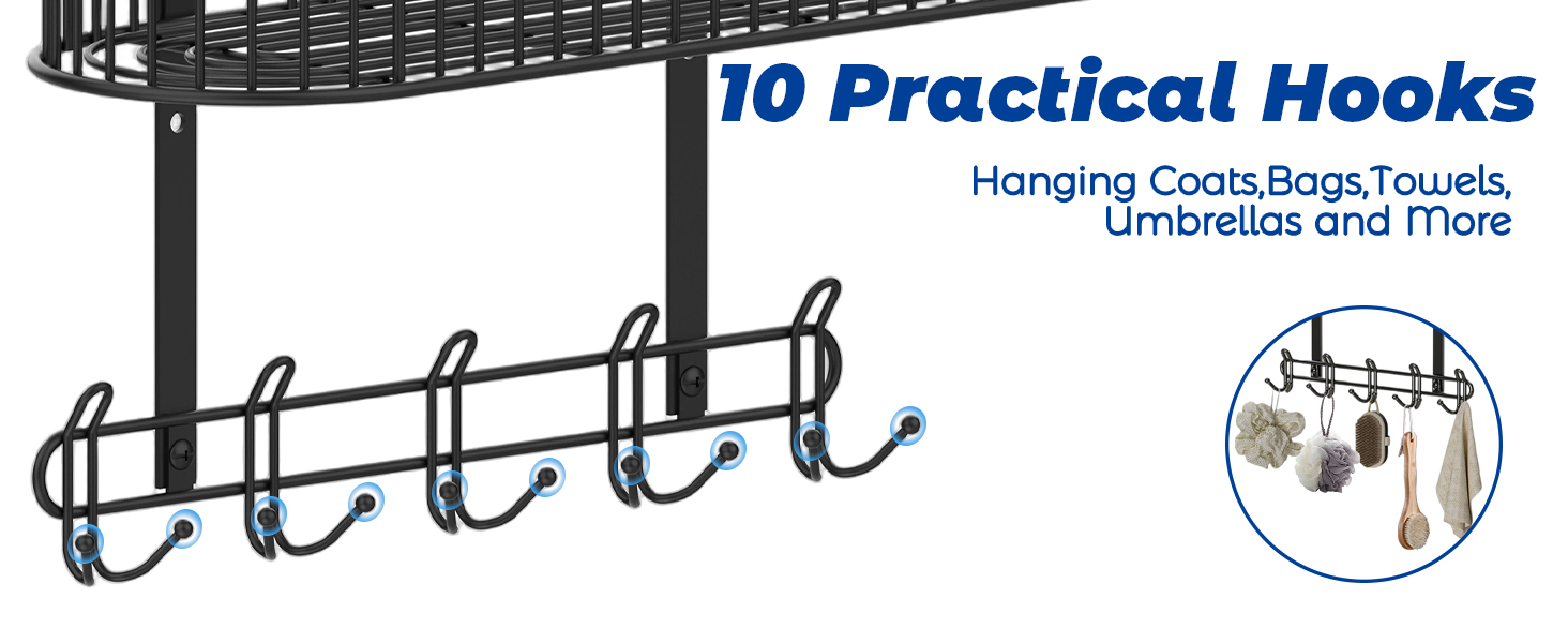 Настінна поличка для душу без свердління, чорна, для скляних душових кабін, регульована висота, 3 гачки, для шампуню та гелю для душу