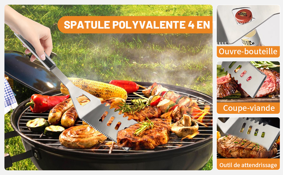 Набір гриля з нержавіючої сталі 28 предметів: повний набір інструментів для гриля, кемпінгу, подарунок на День батька, День народження, Різдво з кейсом