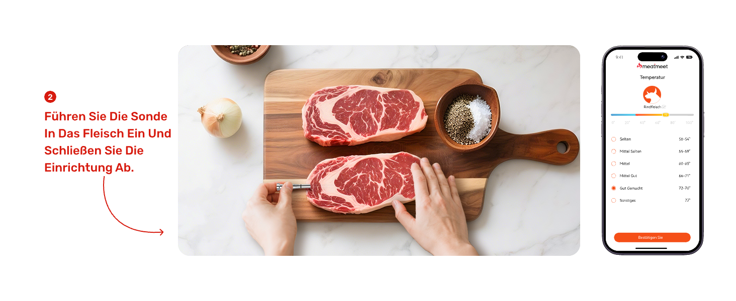Бездротовий термометр для м'яса S Pro з Bluetooth, 6 датчиків, ±0,1°C, моніторинг через додаток, таймер, будильник, IP69 водонепроникний та олієстійкий