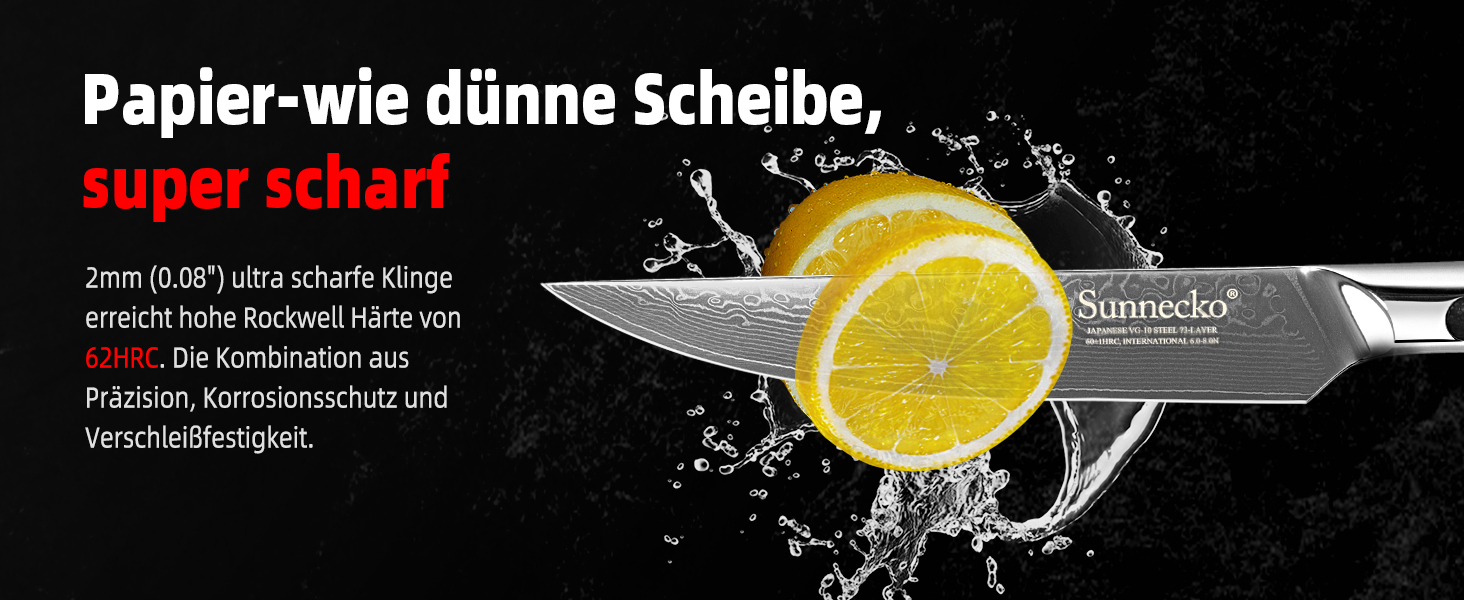 Ніж Sunnecko Дамаск - кухонний ніж. Гострі ножі з дамаської сталі. Азіатський універсальний кухонний ніж для дому та кухні з ергономічною ручкою (ніж для стейка)