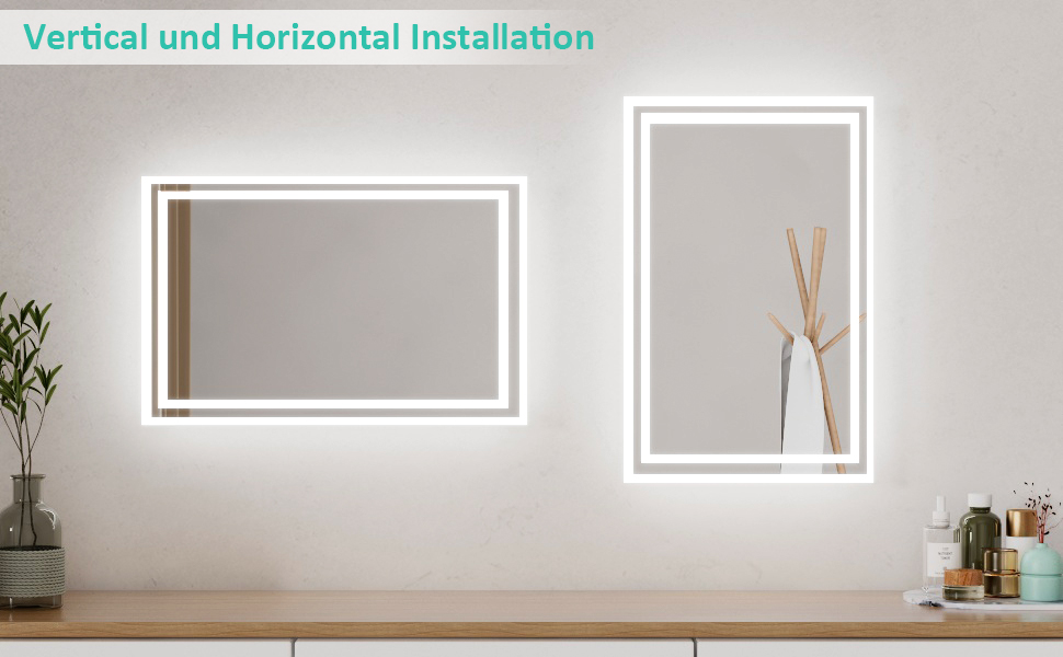 LED дзеркало для ванної кімнати Boromal 40x60 см з підсвічуванням та вимикачем, 6500K, холодний білий світ