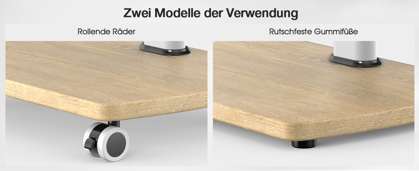 Підставка для телевізора на колесах з полицею, для телевізорів 32-65 дюймів, до 35 кг, поворотна на 90°, регульована по висоті, VESA 400x400mm (Білий+Натуральний колір)