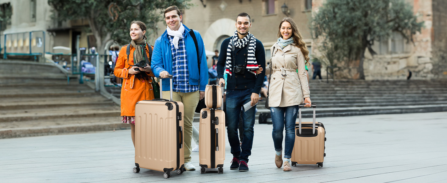 Набір валіз LALAHO 2 шт: велика та маленька, з косметичкою, ABS+PC, телескопічний ручка, ручна поклажа, градієнтний дизайн, сіро-блакитний