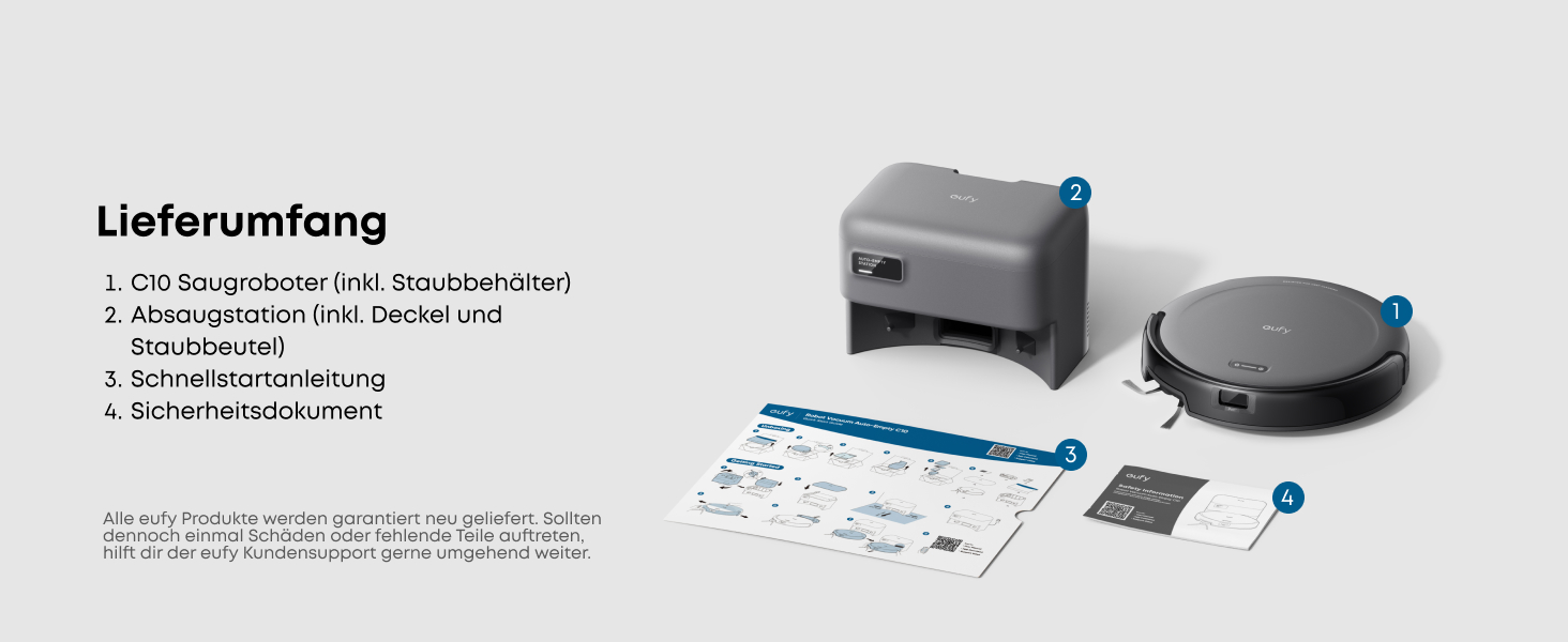 Робот-пилосос eufy C10 з автоматичною станцією самоочищення, 7,3 см, для прибирання килимів, з бічною щіткою для кутів, лазерна та інфрачервона навігація