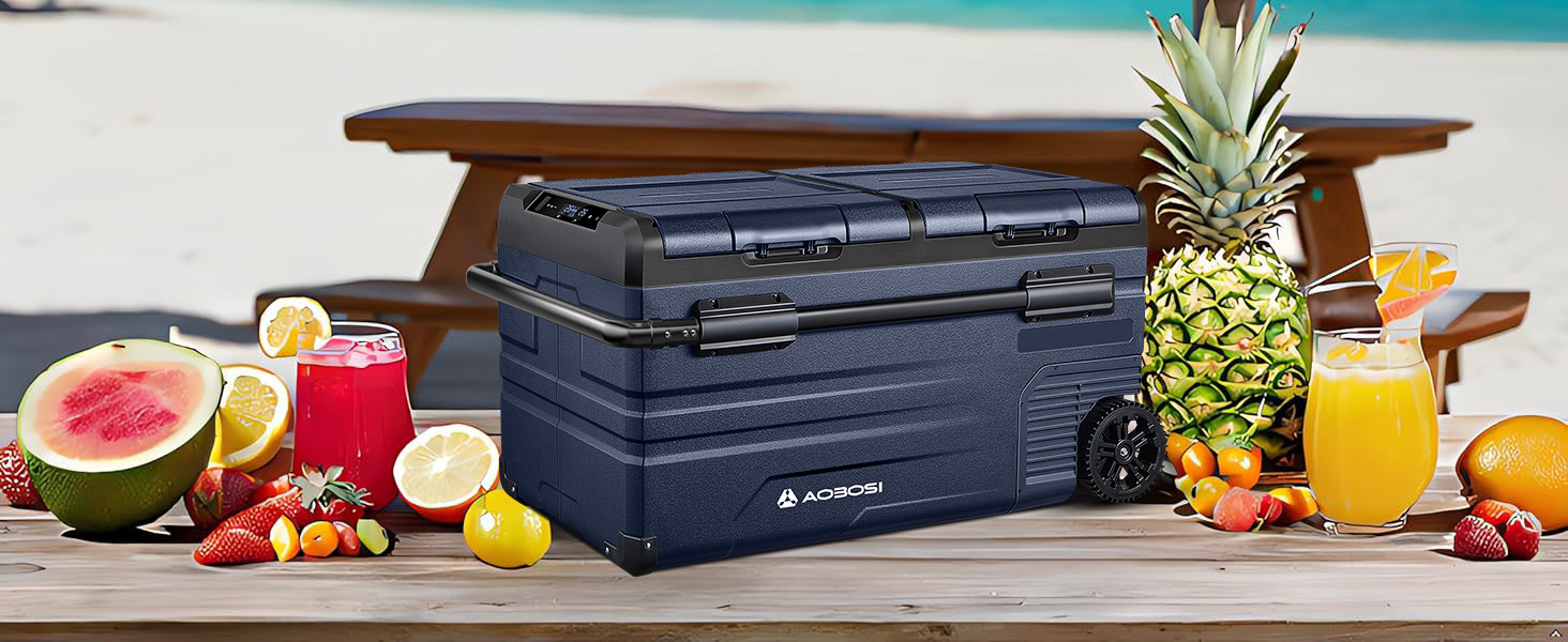 Компактний компресорний холодильник AAOBOSI Dual Zone 75L з Wi-Fi керуванням, USB-портом, 12/24/240V, -20°C до 20°C для авто, вантажівки, човна, кемпінгу