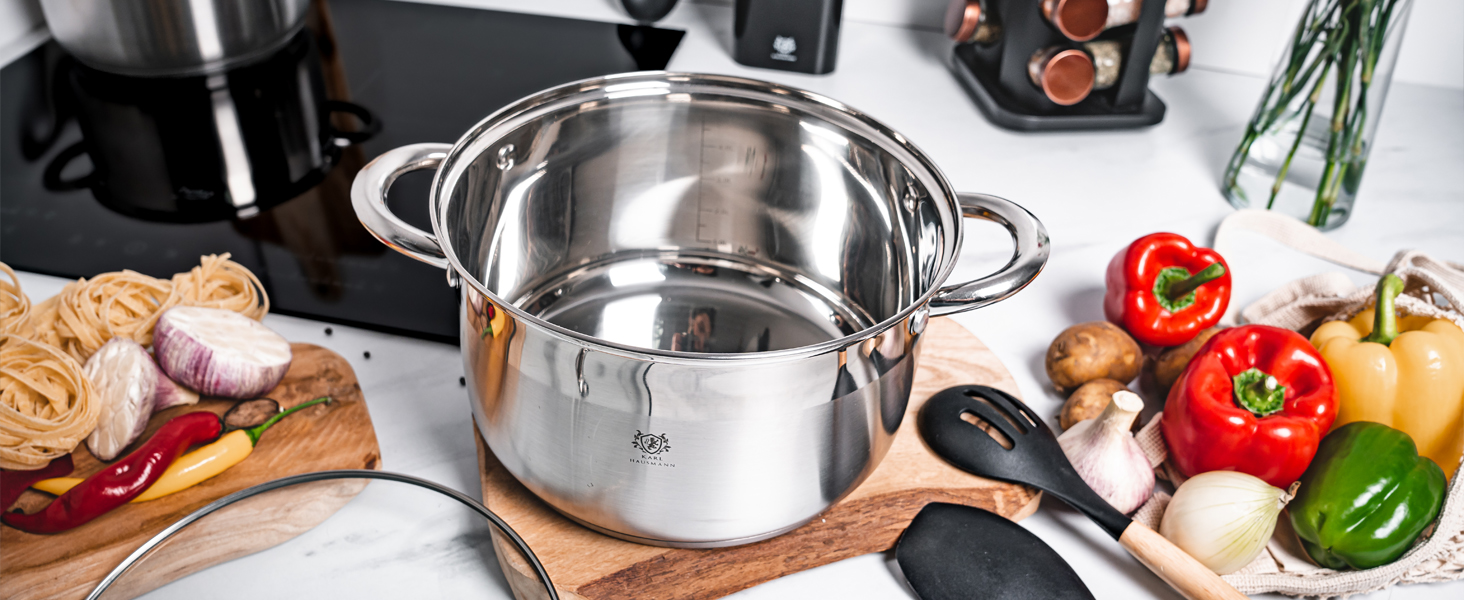 Нержавіюча каструля Karl Hausmann 6L з кришкою (26 см) - для всіх плит, включаючи індукційні