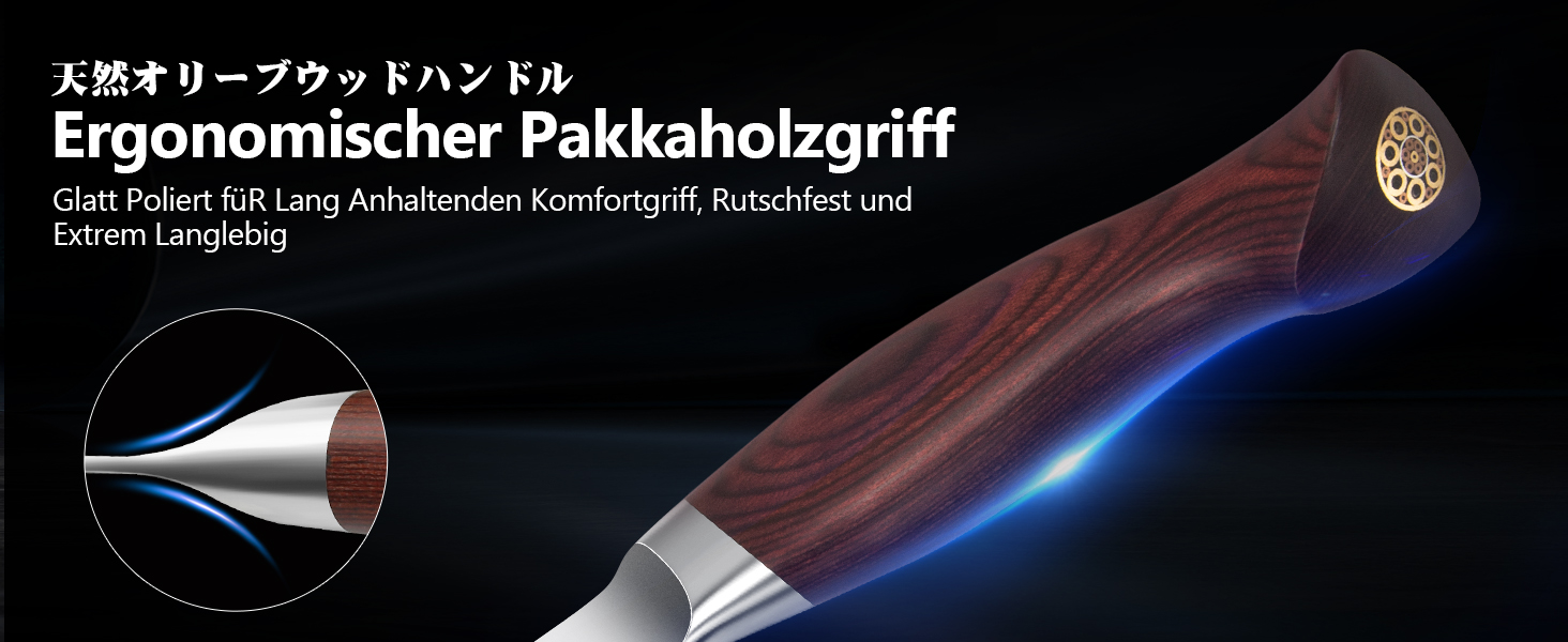 SHAN ZU Profi кухонний ніж 18 см - японський кухонний ніж з високоякісної сталі 10Cr15Mov, 12° заточка, ергономічна ручка з паккавуду - для м'яса, овочів, риби (овочечистка)