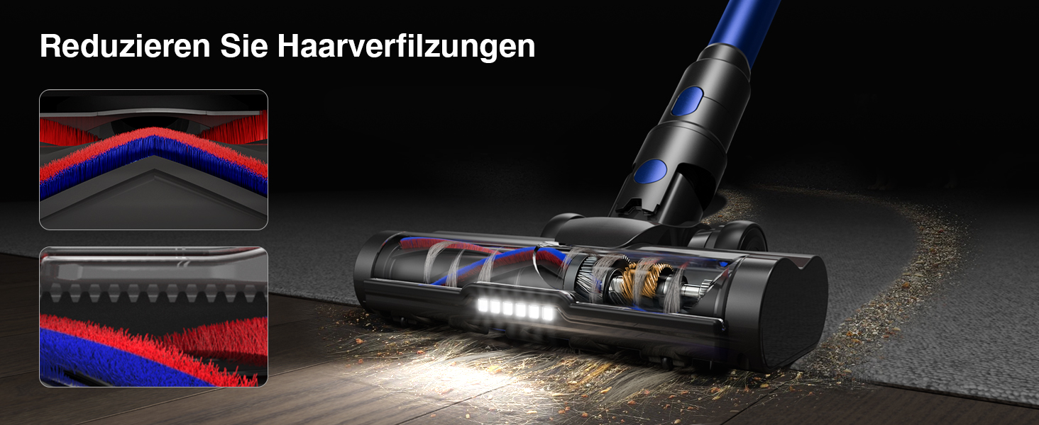 Бездротовий акумуляторний пилосос 45000 Па/550 Вт/65 хв, об'єм 1,6 л з дисплеєм, антизаплутана щітка, самостійна парковка, док-станція на стіні, 8-шарова фільтрація, тихий, для шерсті тварин/килимів/твердих поверхонь/автомобіля, блакитний