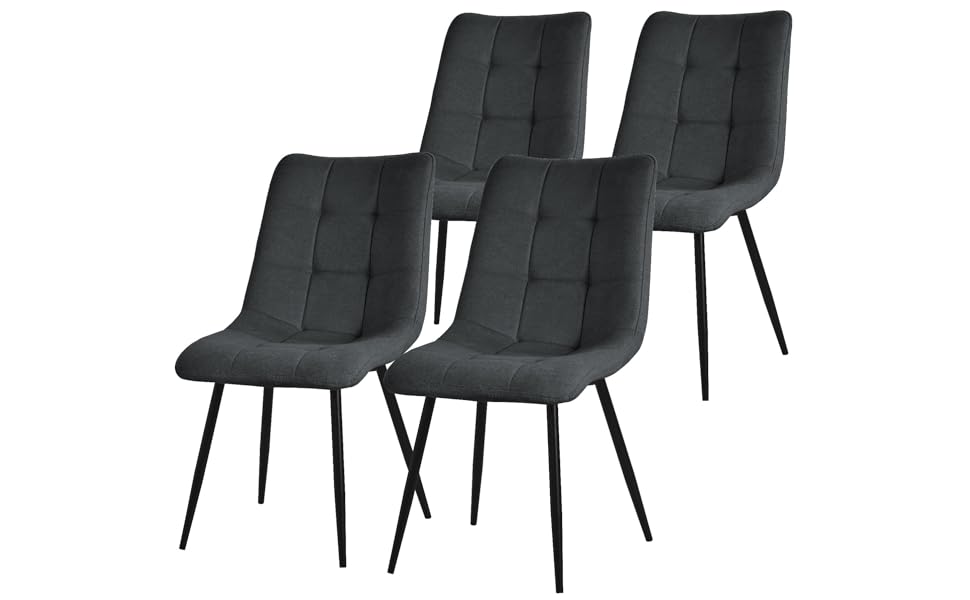 Крісла для їдальні ML-Design: комплект з 4 шт., антрацит, з м'яким сидінням та металевими ніжками. Підходять для їдальні, вітальні, кухні, офісу.