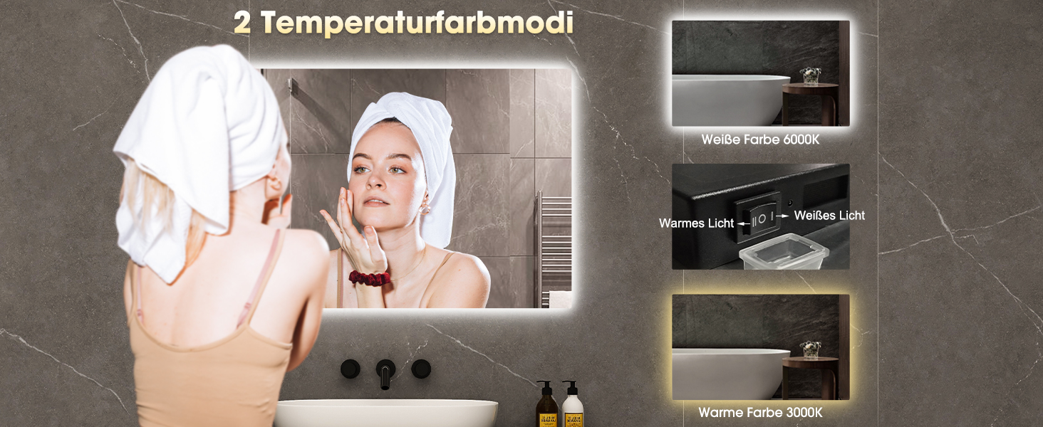 Дзеркало для ванної кімнати LED Byecold з підсвічуванням, 60x80 см, з Wi-Fi, погода та дата, сенсорне управління