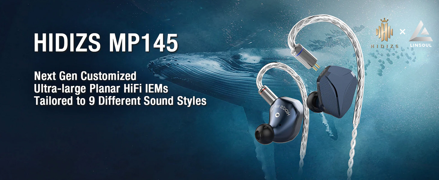 Внутрішньоканальний монітор LINSOUL Hidizs MP145, 14,5 мм Planar HiFi IEMs, знімний 2-контактний кабель (3,5 мм, синій)