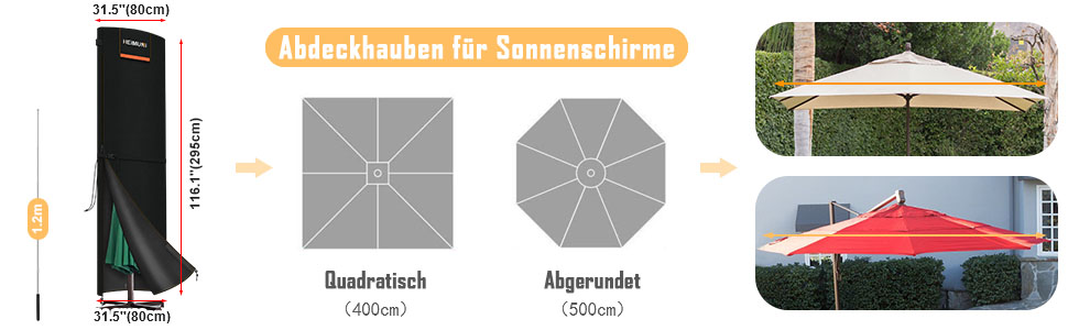 Чохол для парасольки від сонця, захисний чохол для парасольки, 3-5 м, великий розмір, захист від погодних умов, UV, вітру та снігу, 295x80/80 см
