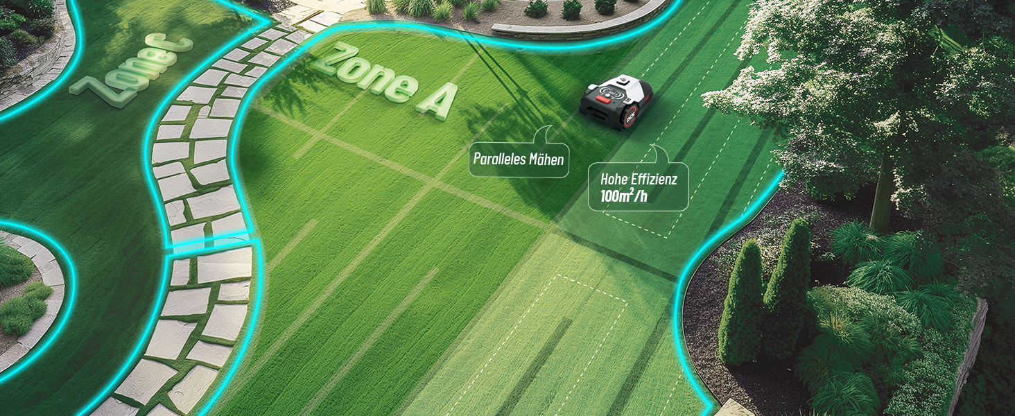 Робот-газонокосарка для 1000 м² з LiDAR, управління через додаток, автоматичне заряджання, інтелектуальна навігація, 40% нахилу, багатозонне управління (KDRM107)