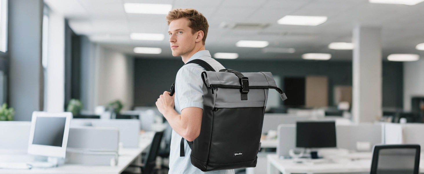 Водонепроникний рюкзак для ноутбука Rolltop (18-25 л), сірий, розмір L (30x13x48 см)