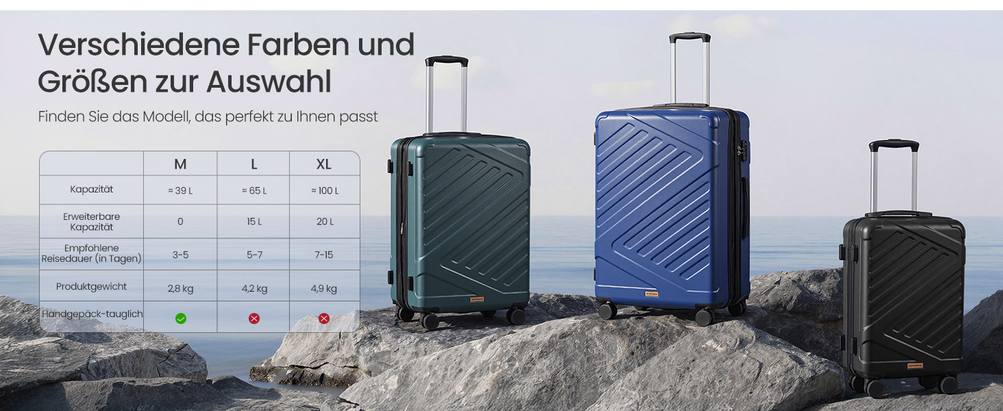 Валіза для подорожей SONGMICS XL 65 см, твердий корпус ABS, розширювана, з TSA-замком та ременем, чорна (RP002C101)