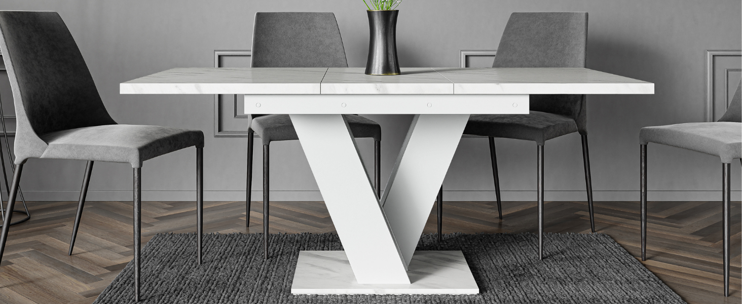 Розсувний кухонний стіл PROROOM FURNITURE Malvi – чорний, 120-160 см, для 4-6 осіб | Легка збірка | Для кухні та їдальні