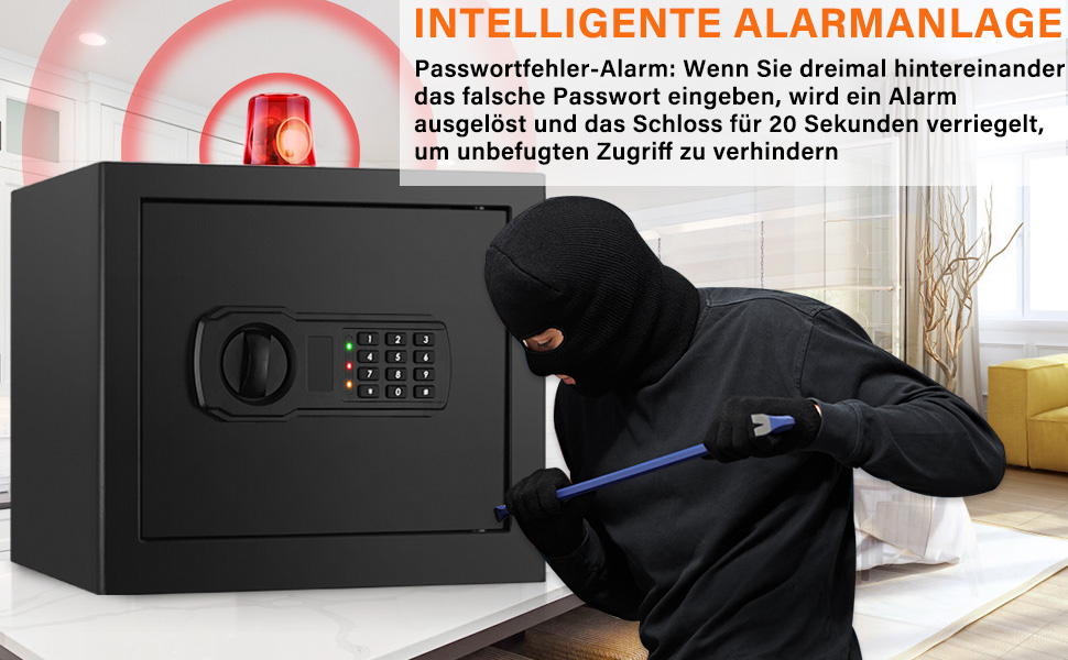 Вогнетривкий сейф Safe Tresor для дому з вогнетривкою сумкою, цифровий сейф з висувним ящиком та сигналізацією, сейф для зберігання грошей, документів та ліків (36L)