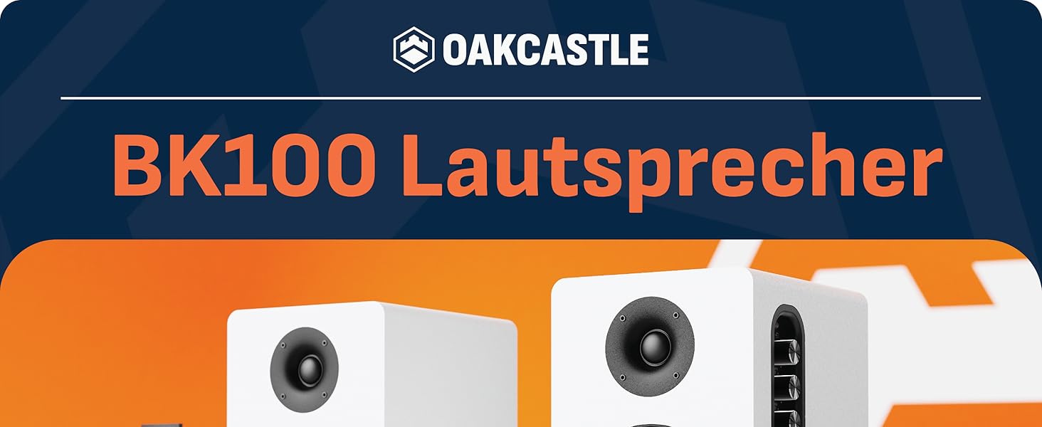 Акустична система Oakcastle BK100 Bluetooth 5.4, 60W 2.0 Hi-Fi поличні колонки для телевізора (HDMI ARC) та ПК, білі, з пультом