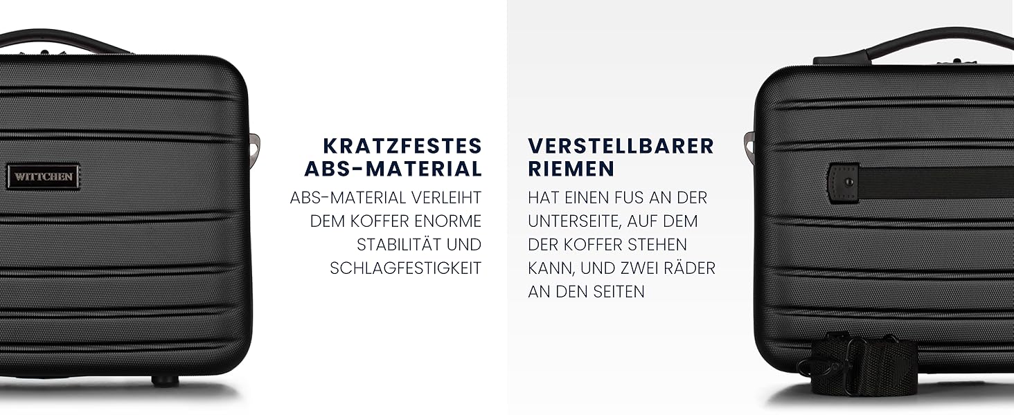 Чемодан для косметики/ручної поклажі WITTCHEN Globe Line | ABS, кодовий замок, 25 x 33 x 16,5 см, чорний | Підходить для Lufthansa, Eurowings, Ryanair, Condor, Discover Airlines