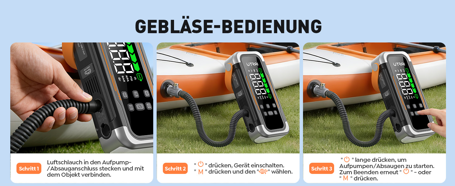 Powerbank Starthilfe UTRAI з компресором та вентилятором для авто, 6000A, LED, PD 30W, для бензинових та дизельних двигунів (10L)