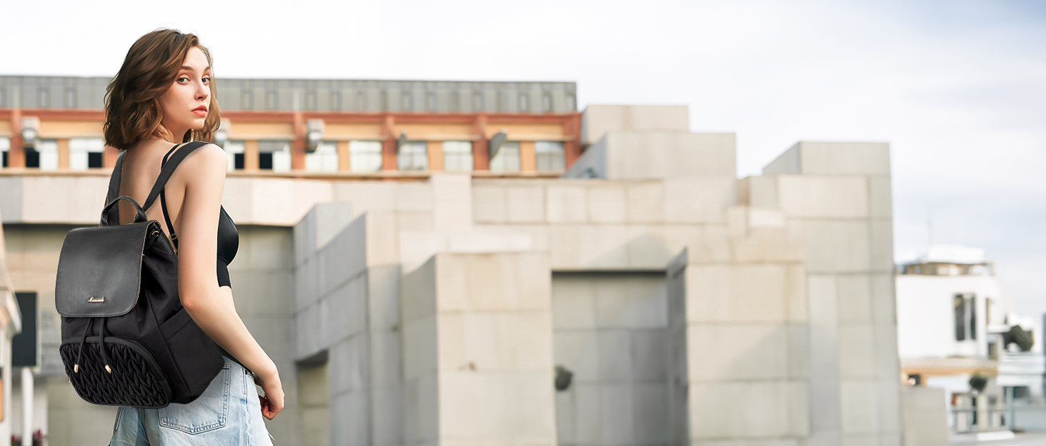 LOVEVOOK Рюкзак жіночий маленький, елегантний міський, водонепроникний, міні-рюкзак для щодня, сучасний, для відпочинку, подорожей, школи, роботи, чорний, 13 дюймів