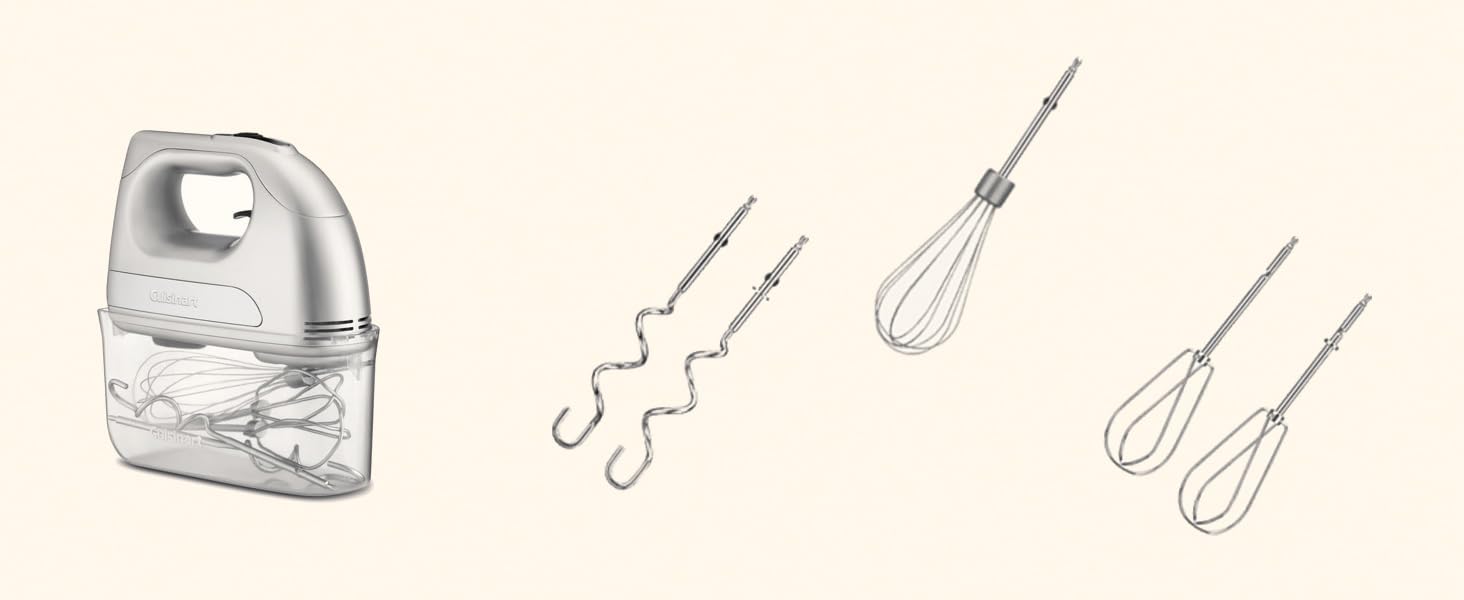 Електричний ручний міксер Cuisinart Power Advantage 7-Speed, сріблястий | 200W, з набором насадок та кейсом