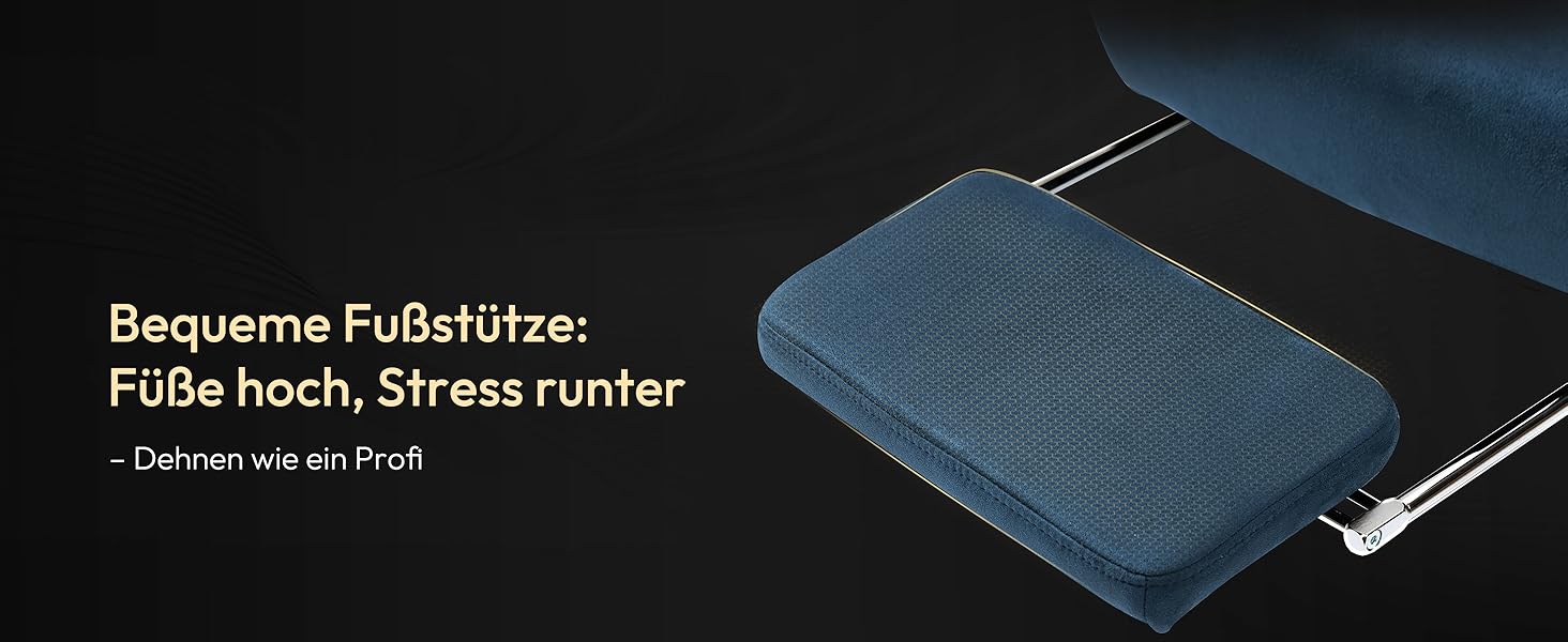 Ігровий крісло Dowinx з мікрофібри, дихаюче та ергономічне, з регульованою підніжкою (блакитне)