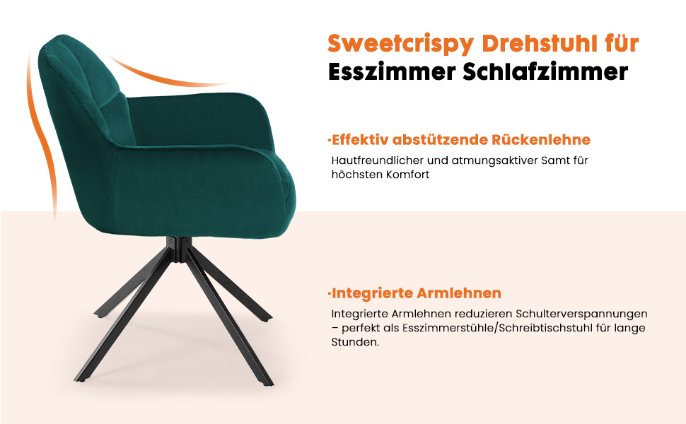 Набір з 2 стільців Sweetcrispy для їдальні, кухня, робочий кабінет, зелений, до 120 кг, з металевими ніжками