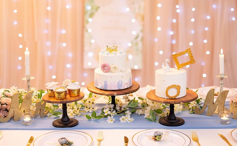 Підставка для торта Nuptio Rustikaler: дерев'яна, чорна, діаметром 25 см, для весілля, дня народження, дитячого свята