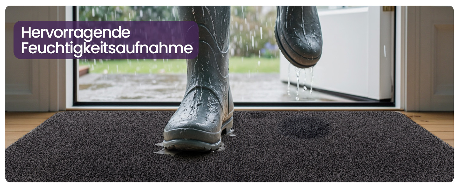 Килимок для дому DEXI 80 x 120 см, чорно-сірий, антиковзаючий, швидковисихаючий, для собак, вхідні двері, коридор