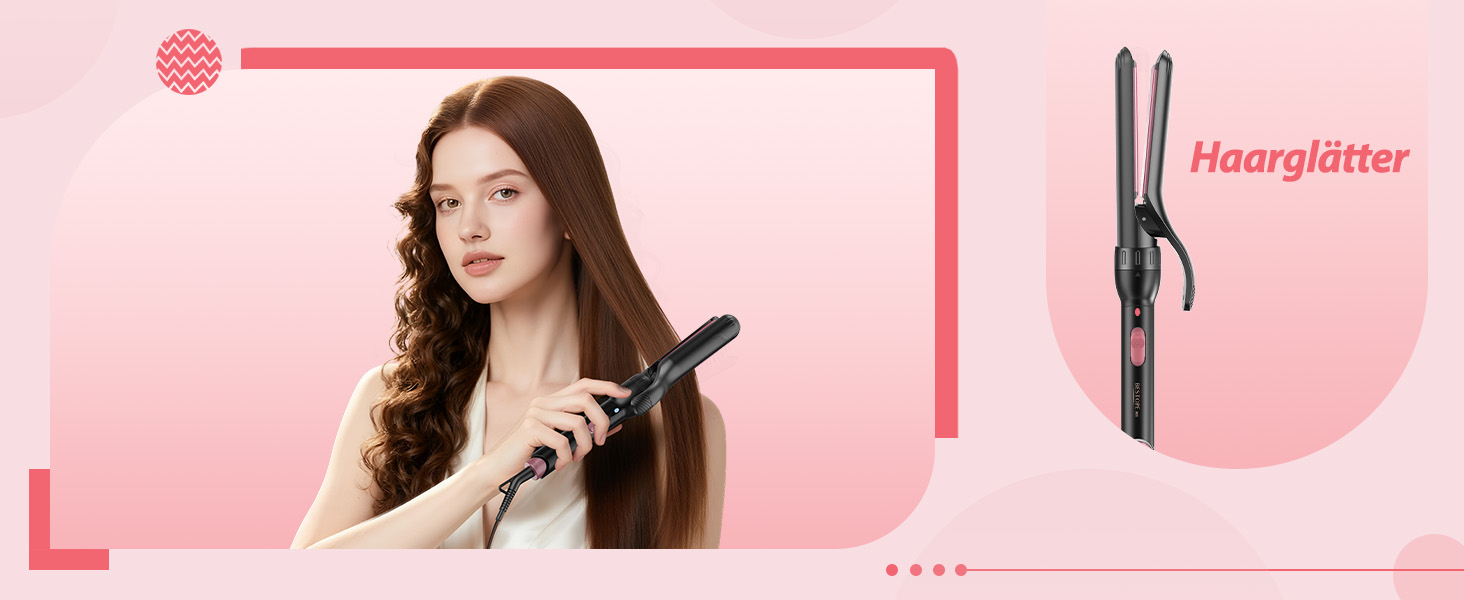 Набір для завивки та випрямлення волосся BESTOPE MIX 5-в-1 з насадками для великих та маленьких локонів, 10-32 мм, швидкий нагрів, 2 температурні режими, рожевий