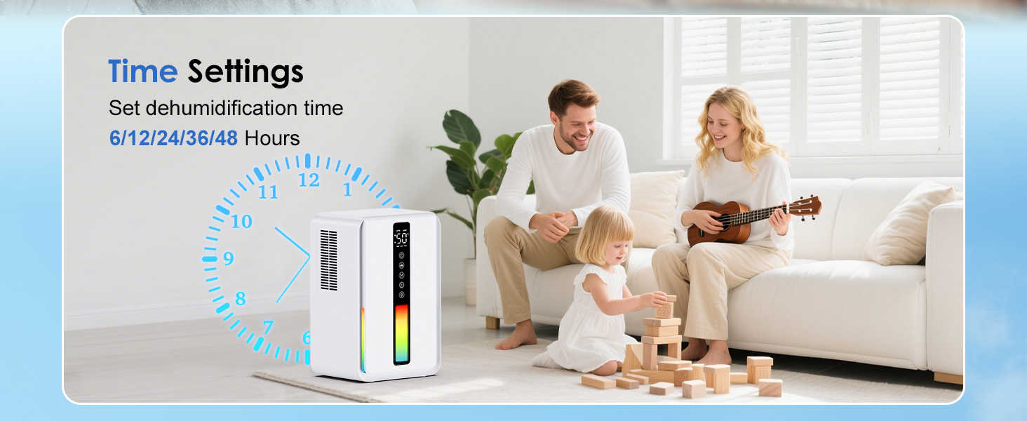 Електричний осушувач повітря 2500 мл, 3 швидкості, 2 режими, таймер 48 год, авто-стоп, захист від замерзання, для спальні та ванної кімнати