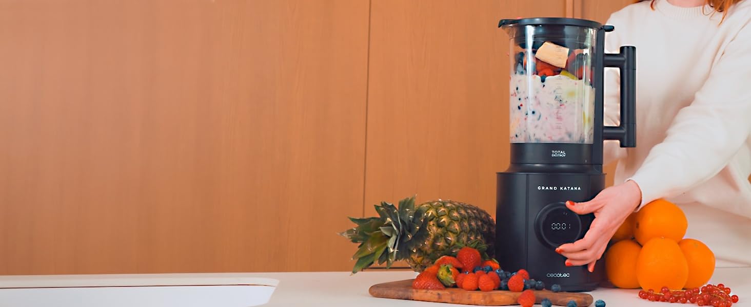 Стаціонарний блендер Cecotec Grand Katana 2700MAX Total Destroy Screen - 2700W, цифровий дисплей, 1,8 л, чорний