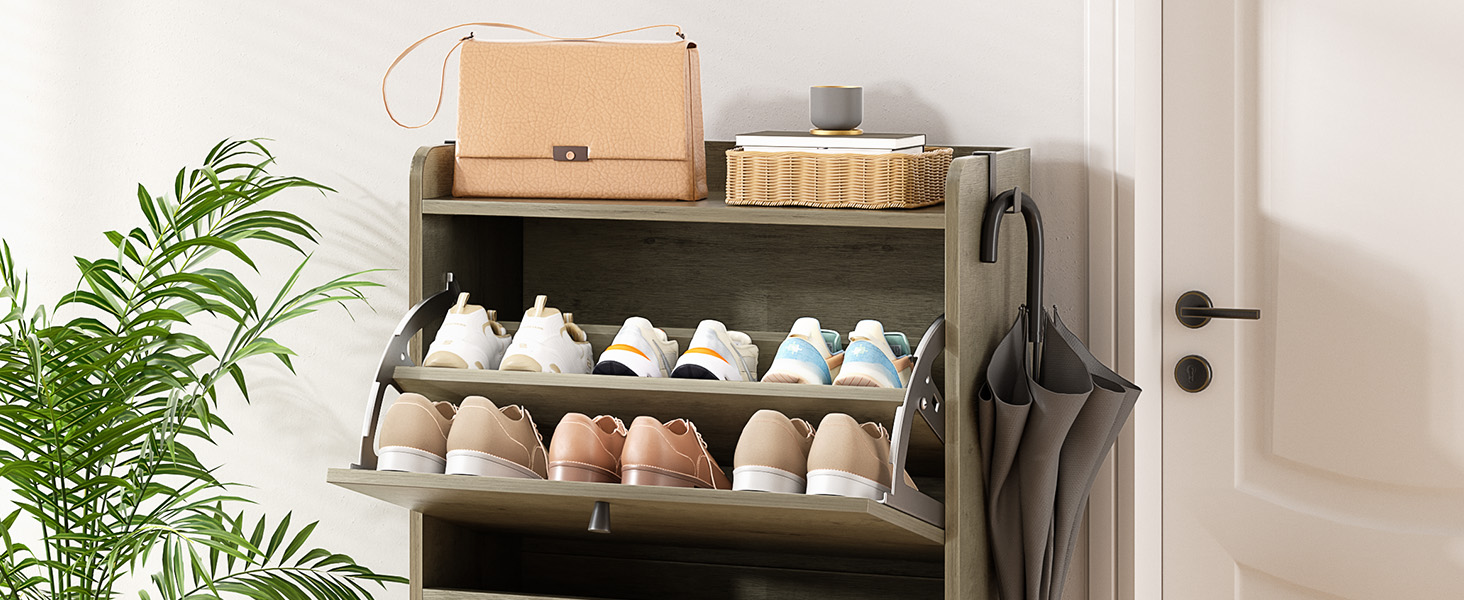 Взуттєва шафа Dripex, вузька, з 2 висувними ящиками-кипперами, металеві ніжки, для прихожей, вітальні, 80x24x100 см, білий (60 см, сірий)