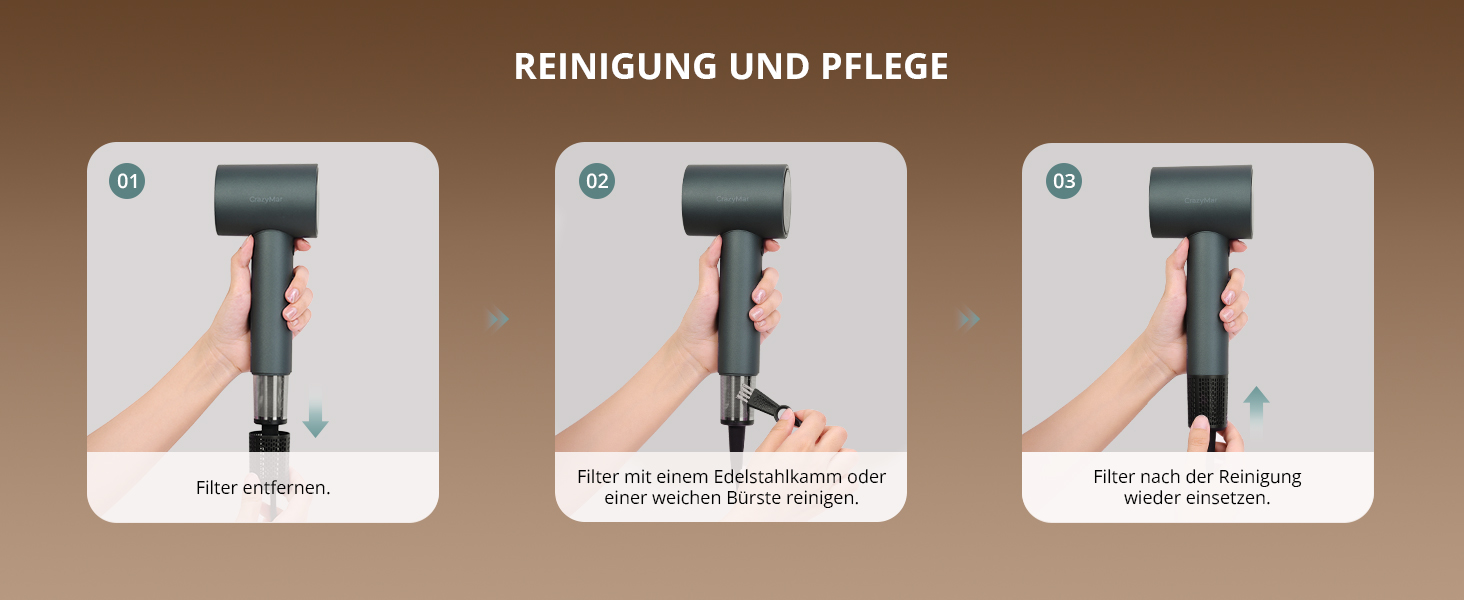 Іонний фен для волосся з безщітковим мотором 180 000 об/хв, компактний дорожній фен з 4 режимами температури та захистом від перегріву, сірий