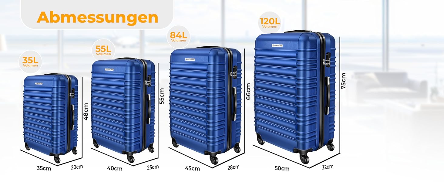 Валіза KESSER® з жорстким корпусом, вагова шалька та багажний жетон | Роликова валіза з кодовим замком, телескопічна ручка (шампань, 75 см – 120 л)