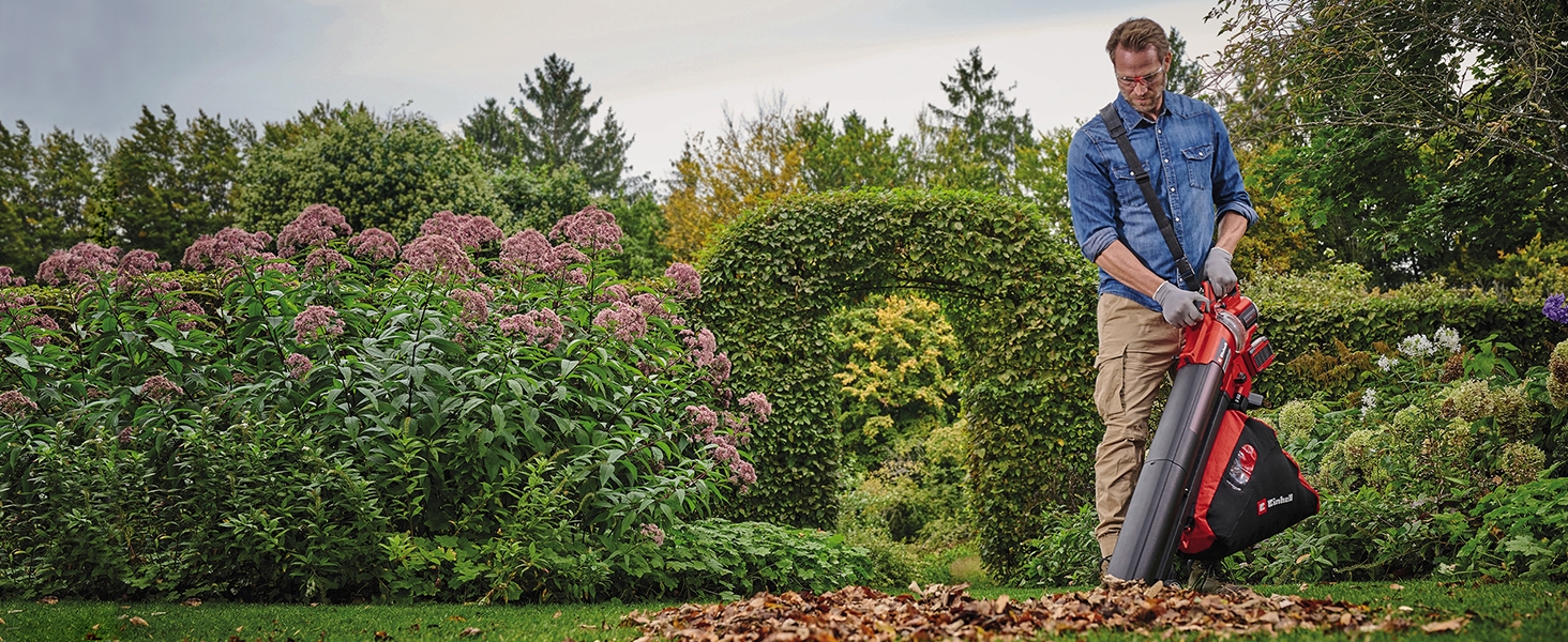 Електричний акумуляторний листозбірник Einhell VENTURRO 36/240 Power X-Change (36 В, Li-Ion, потужність всмоктування до 740 м³/год, мішок для збору листя 45 л, функція видування до 240 км/год) без акумулятора та зарядного пристрою