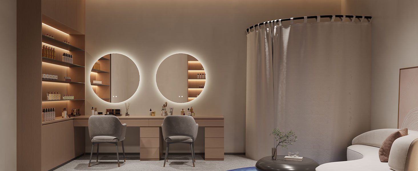 Дзеркало для ванної кімнати Dripex LED з підсвічуванням, кругле, сенсорне управління, регулювання яскравості, 3 кольори світла, запобігання запотіванню, 80x80 см