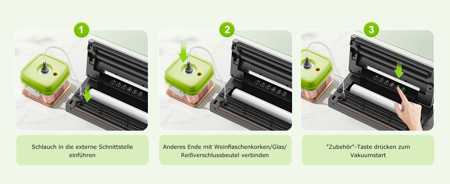 Вакууматор Bonsenkitchen для продуктів, потужний вакуумний пакувальник з 5 режимами, 8 л/хв, технологія Globefish, чорний (комплект: 5 пакетів та 1 рулон)