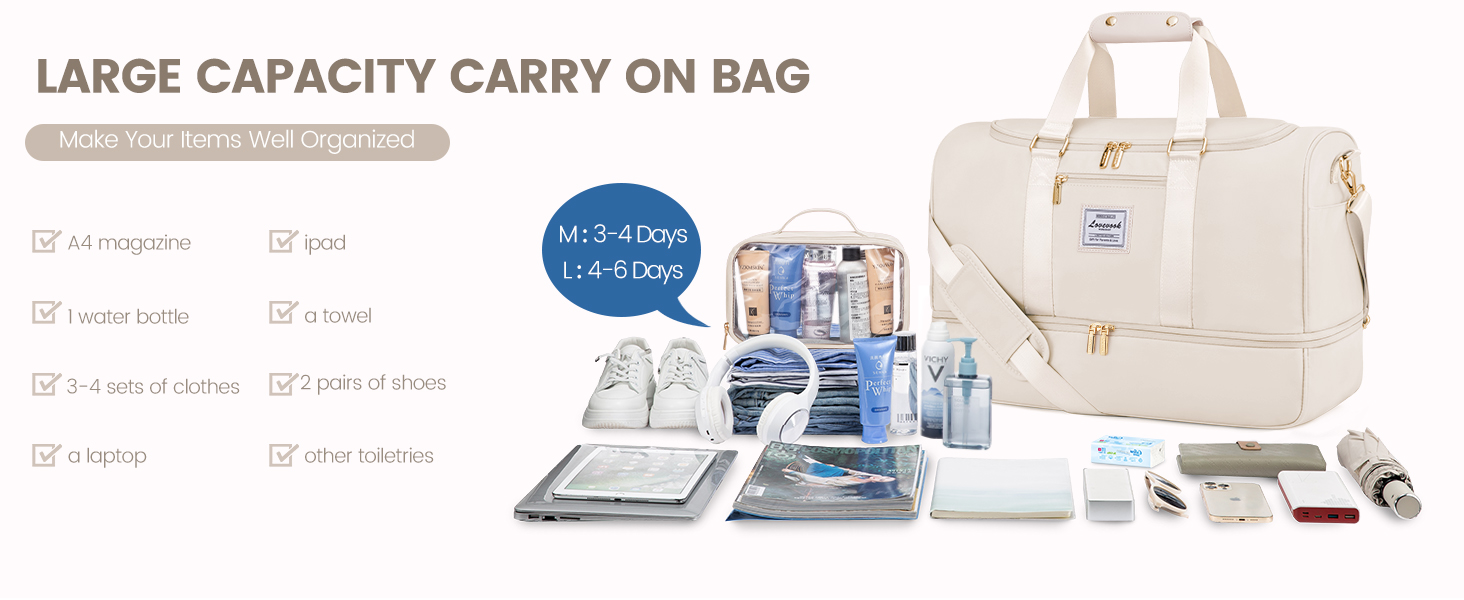 Спортивна сумка LOVEVOOK: дорожня, для вихідних, з відділенням для взуття та мокрих речей, водонепроникна, для пляжу, сауни, ручної поклажі, зелена (M, світло-блакитний)