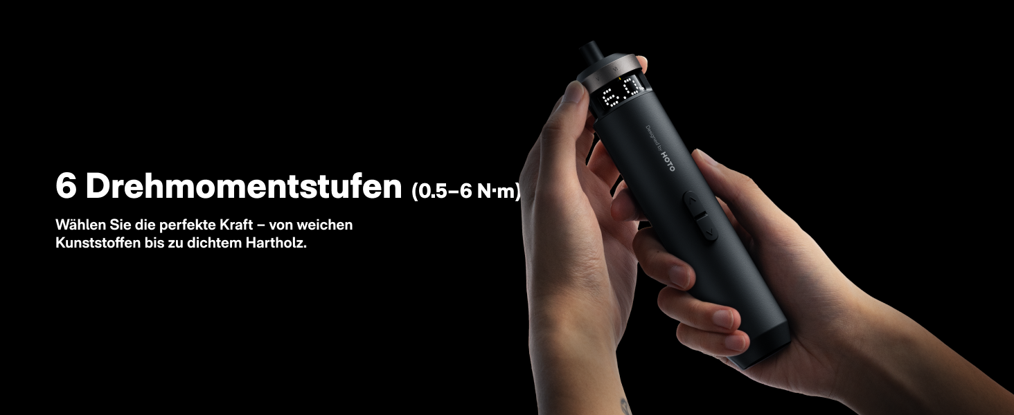 HOTO PixelDrive Електричний Шуруповерт з Дисплеєм, 6 Режимів, 0.5-6 Нм, 30 Біт, USB-C, для Електроніки та Дому