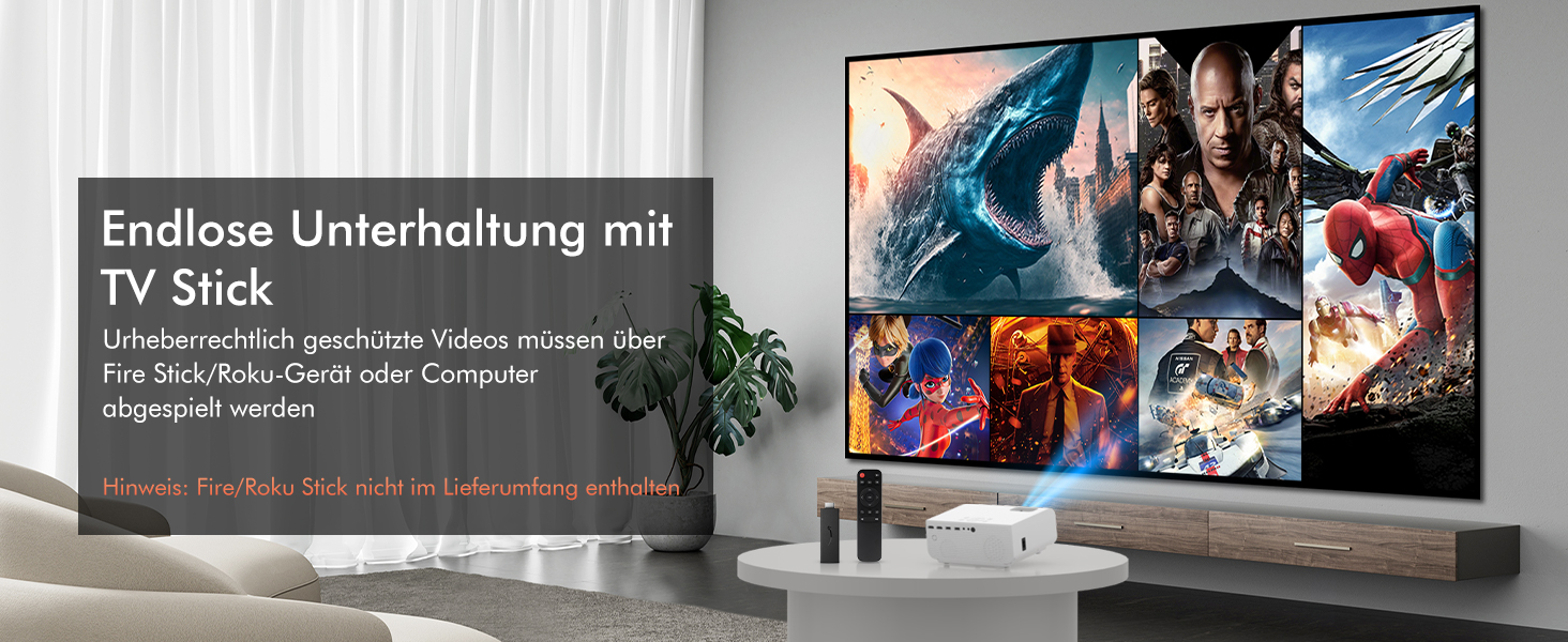 Проектор Beamer 12000 Lumens 1080P Full HD з 5G WiFi, Bluetooth та підтримкою 4K для Fire Stick, PS5, Smartphone (HDMI)