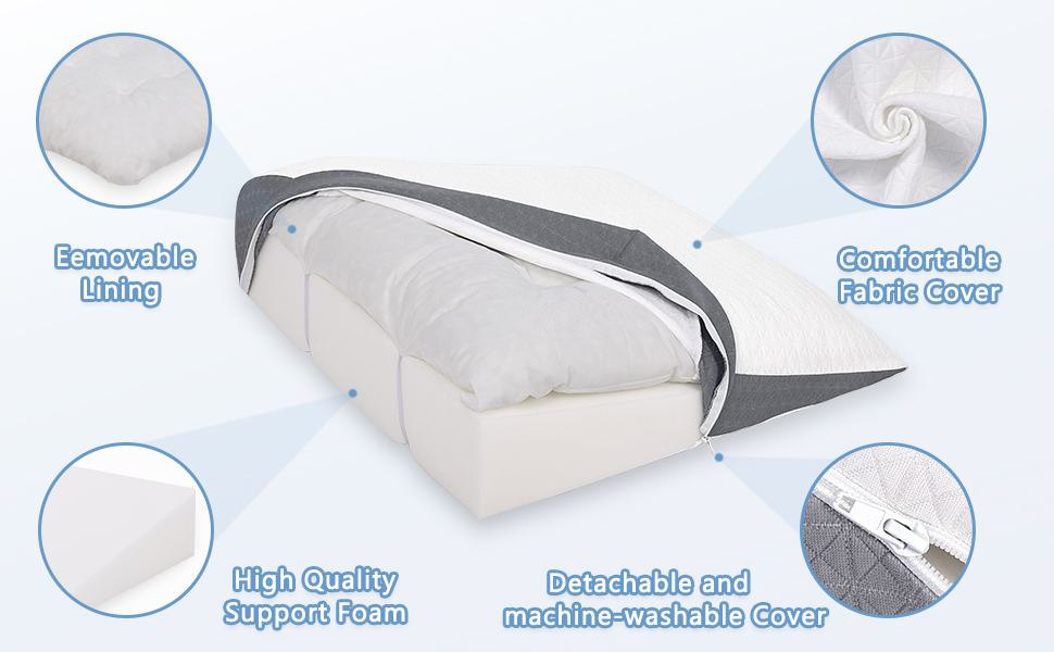 Подушка для ніг Havargo з піною з пам'яті, для підтримки ніг, знімний чохол, двошарова подушка для ніг, для сну з піднятими ногами