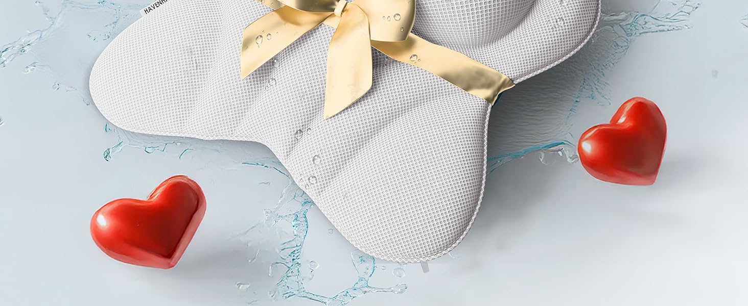 Преміум подушка для ванни XXL рожева | Додаткові подушки для шиї та плечей | Швидковисихаюча, пральна подушка для ванни з 4 великими присосками | Подушка для ванни рожева (XX-Large, Білий)