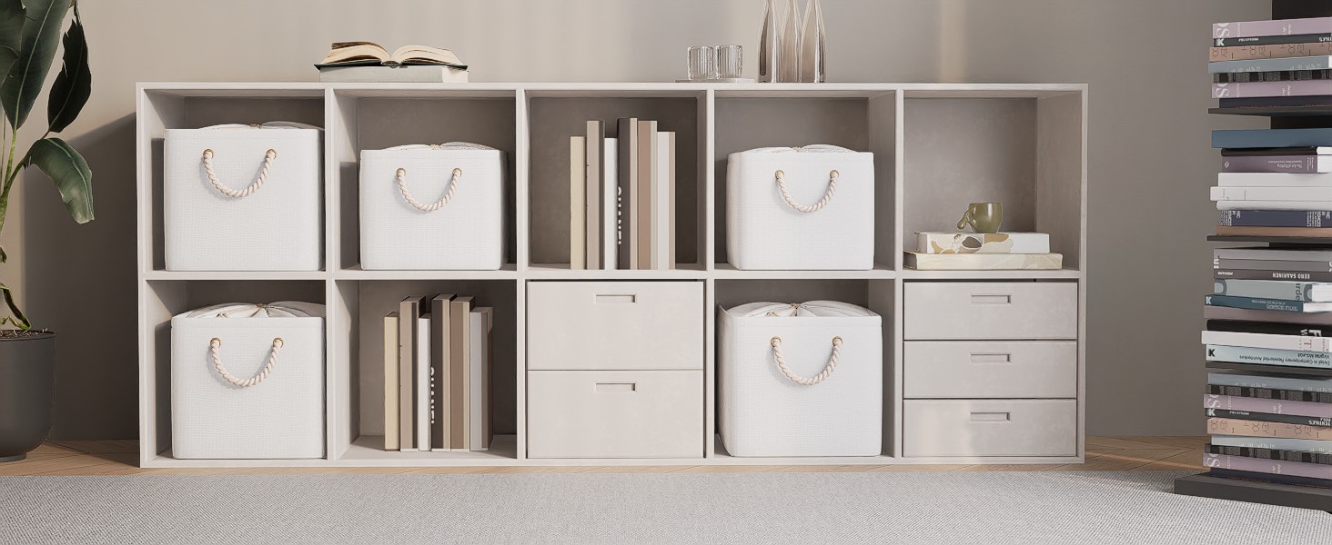 OUTBROS Коробки для зберігання (3 шт.) 33x23x20 см, тканинні, з шнурком та ручкою, складні