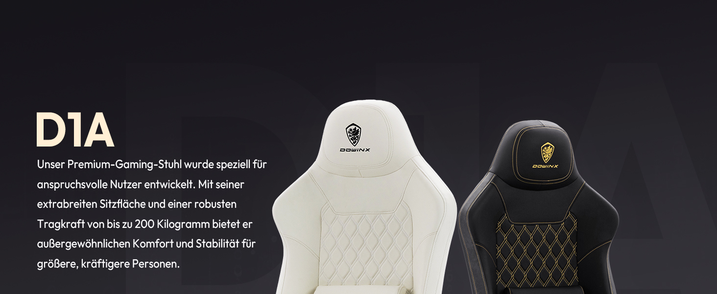 Ігровий крісло Dowinx для геймерів, офісне крісло з підлокітниками 4D та масажем попереку, чорне, витримує до 200 кг