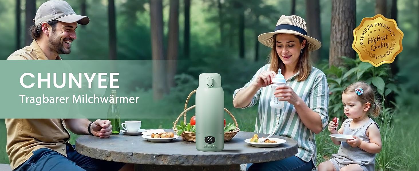 Портативний підігрівач для дитячих пляшечок 100W, бездротовий USB-C, сталь 316L, 500 мл, BPA-free, світло-зелений
